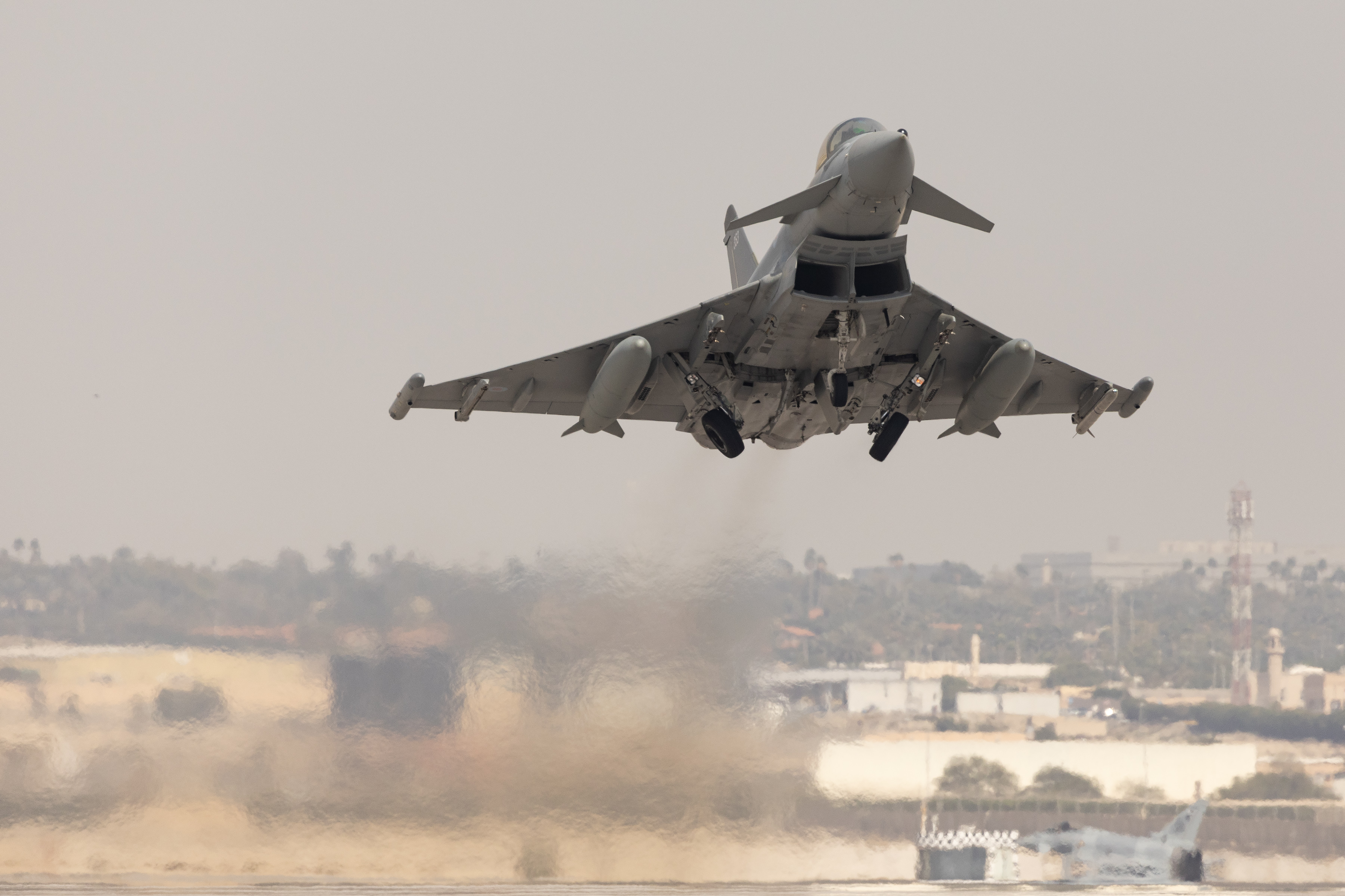 Image shows Typhoon taking off in Saudi Arabia.